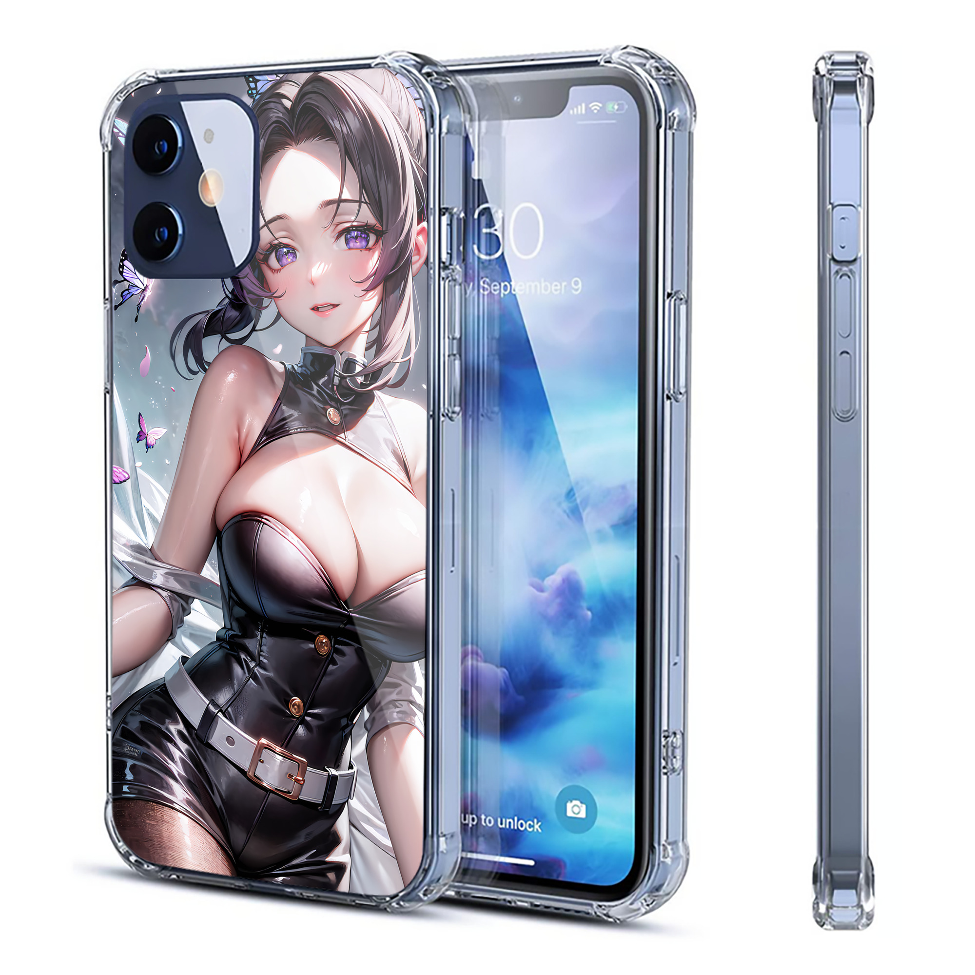 （画像用） 鬼滅の刃（きめつのやいば）蟲柱-胡蝶 しのぶ／こちょう しのぶ Kochou Shinobu 【iPhone 12シリーズ対応】透明スマホケース（クリアソフトケース）